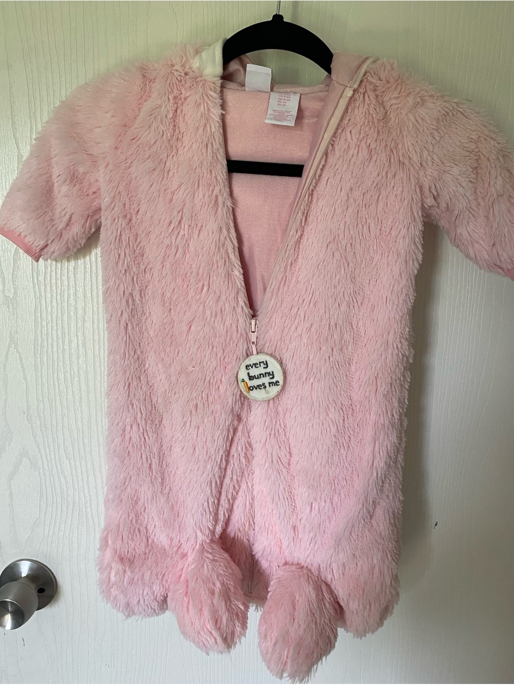 Pink Plush Bunny Kids Costume Romper